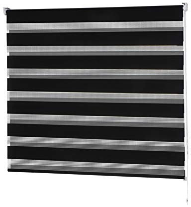 casa pura Doppelrollo VarioLight | flexibel einstellbar - Blickdicht oder transparent | Klemmfix Rollo mit Befestigung ohne Bohren | Größe wählbar (45 cm Breite x 150 cm Länge) | Schwarz