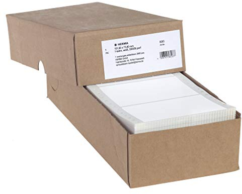 HERMA 8203 Computeretiketten endlos perforiert, 101,6 x 73,8 mm, 1-bahnig, 2000 Stück, selbstklebend, Endlosetiketten Aufkleber mit Führungslochrand, matt, blanko Papier Computer Etiketten, weiß