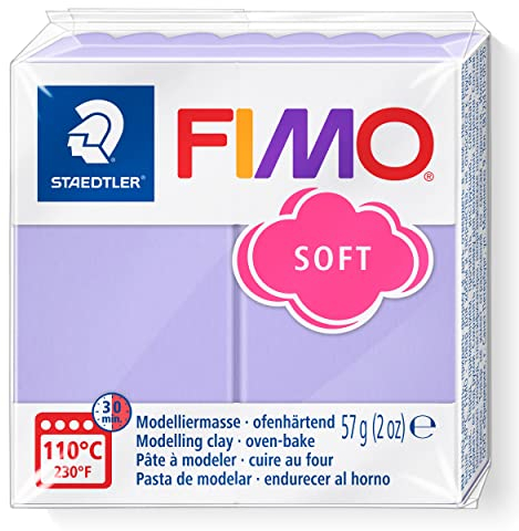 Staedtler FIMO Soft, Pâte à modeler extrêmement souple, Durcissant au four, Pour débutants et artistes, Pain pastel lilas de 57 grammes, 8020-605