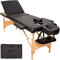 FRANKYSTAR Lettino Massaggi Professionale per estetista e fisioterapia 3 Zone in PU nera Struttura pieghevole in legno ed acciaio. Borsa inclusa