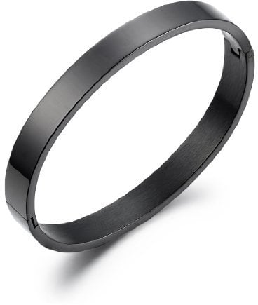 JewelryWe Herren Armreif Edelstahl Armband: Schwarz Personalisiert Pärchen Armspange Partnerarmband Hochglanz Poliert mit Gravur Lieben Freundschaftsarmband Geschenke für Männer Junge