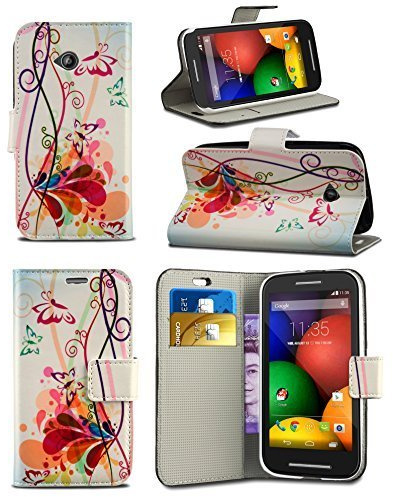 London Gadget Store New Printed Wallet Case Cover Creative Fresh Pattern Design with Integrated Stand for HTC Desire 320 - Summer Butterfly
