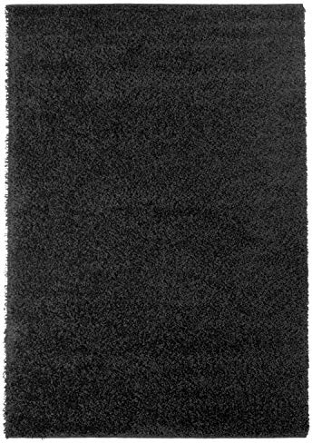 ayshaggy Shaggy Teppich Hochflor Langflor Einfarbig Uni Schwarz Weich Flauschig Wohnzimmer, Größe: 100 x 200 cm