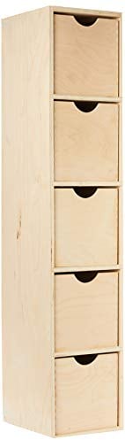 Zeller 13195 Schubladenelement, 5-er, Birke, ca. 21 x 18 x 86 cm Braun