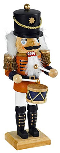 Cascanueces tambor aprox. 18 cm de alto, de madera, multicolor, decoración de Navidad (50731-18)