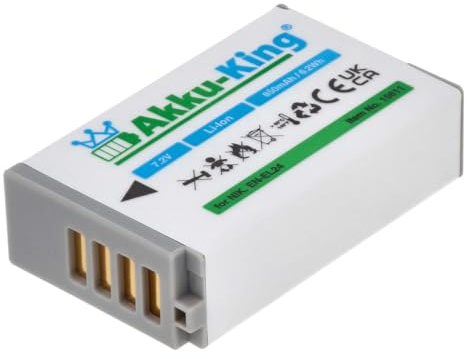Akku-King Akku kompatibel mit Nikon EN-EL24, VFB11901 - Li-Ion 850mAh - für 1 J5, DL18-50 f/1.8-2.8, DL24-85 f/1.8-2.8