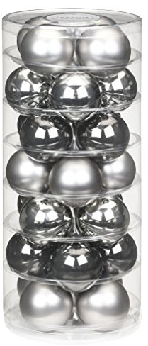 Inge-glas 15188D003-MO Glaskugel, 60 mm, 28 Stück/Dose, Touch of Grey-Mix, (Zinn Glanz + matt, Charcoal Glanz)