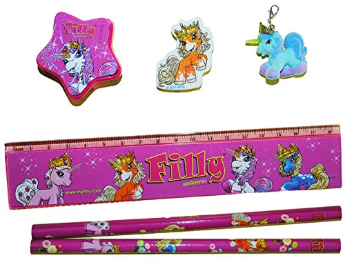 alles-meine.de GmbH 6 TLG. Set Filly Pferd Schreibset Lineal Bleistift Radierer Spitzer Anhänger