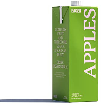 Eager 100% Pressed Apple Juice, 1 x 1 Litre Single Carton | Refreshing Fruit Juice, Perfect for Cocktails & Mocktails, Not From Concentrate, Enjoy Chilled