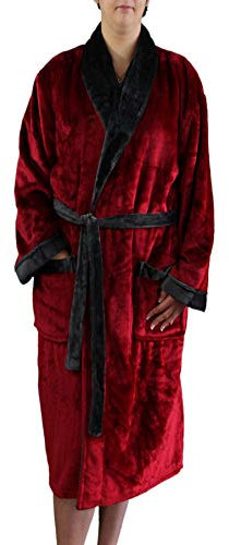Gözze - Accappatoio Unisex con Con Collo a Scialle, Sensazione di Seta, 100% Microfibra, 330 g/m², Taglia, 100% Microfibra, L - Rosso