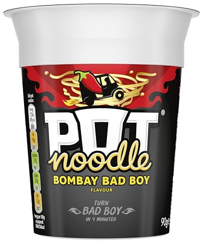 Pot Noodle Bombay Bad Boy Standard Pot instant vegan* snack quick to make noodles 90 g