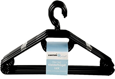 20 Kleiderbügel Kunststoff Schwarz mit Antirutschrillen Made in Germany