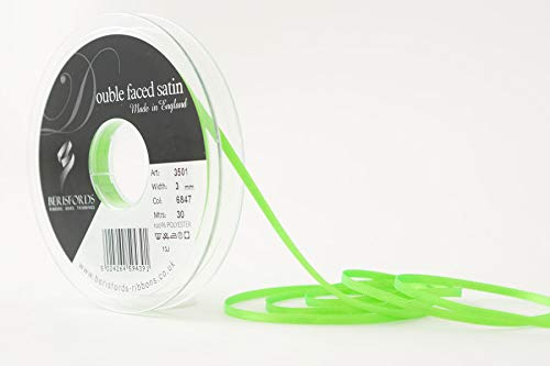 Berisfords Ribbon, Flo Green, 3 mm