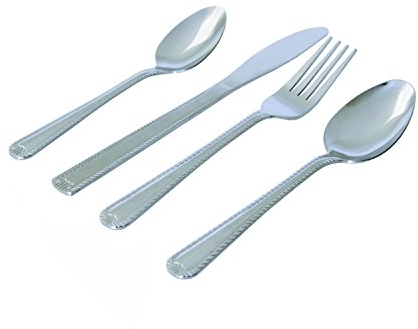 Sabichi 16PC Bead Day Cutlery Set, Stainless Steel, Off- White, 6.4 x 21.6 x 28.6 cm