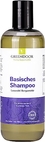 GREENDOOR Bio Natur Shampoo Lavendel Bergamotte 500ml für strapaziertes trockenes Haar, basische natürliche Haarpflege ohne Sulfate Silikon Parabene, natural