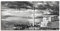 ARTLAND Wanddeko Leinwand Bilder Wandbild 60 x 30 cm Stadt Rheinturm Düsseldorf Fluss Rhein Foto Schwarz Weiß Skyline Q4DE
