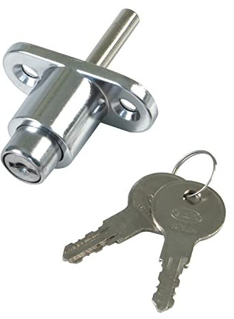 Amig - Cerradura de Seguridad para Ventanas Correderas Mod.45 - Cierre de Sobreponer con 2 Llaves + Tirafondos para su Instalación - De Acero Cromado - Medidas: 53 x 23 mm
