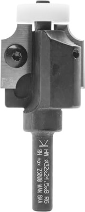 ENT 20338 Abrundfräser und Viertelstabfräser HW, Schaft (S) 8 mm, Durchmesser (D) 32 mm, (NL) 24 mm, (R) 6 mm, (ØKL) 20/10 mm, mit 2 Kugellager