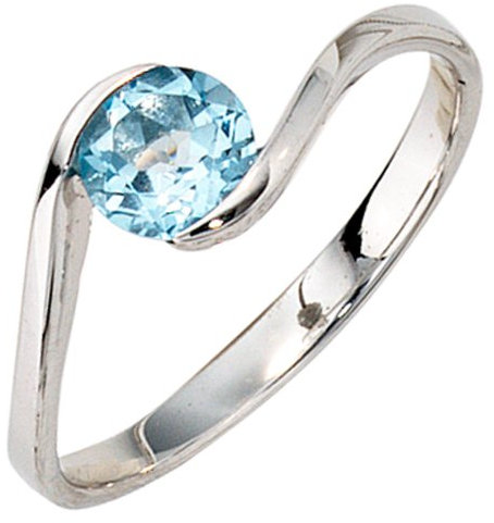 Schmuck Krone Damenring Ring mit Blautopas Topas blau 333 Gold Weißgold für Damen Goldring, Ringgröße:Innenumfang 54mm ~ Ø17.2mm