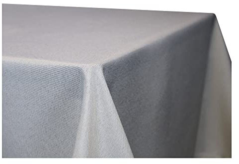 Tischdecke 90 x 90 cm rechteckig Silber Leinenoptik Lotuseffekt Tischwäsche Wasserabweisend Tischtuch Fleckenabweisend Bügelfrei Abwischbar Waschbar Innen und Außen Perleffekt