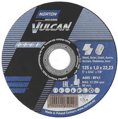25 x Norton-Schnitt - rostfreiem Metall Winkelschleifer - Flexscheibe - Flexscheiben - Trennscheiben - Trennscheibe - Schruppscheibe - Schruppscheiben - Durchmesser 125 1,0 x 22,23 / 25 Stück