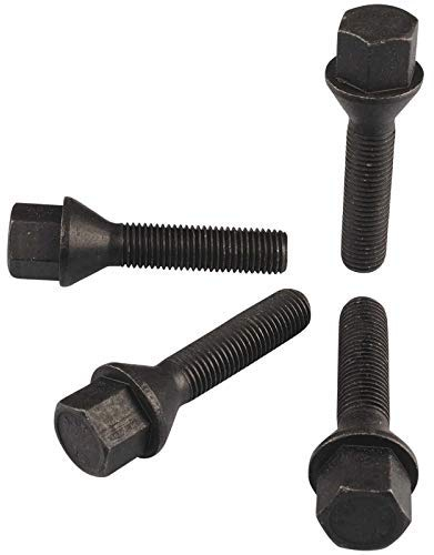 HASKYY 10 Radschrauben M12x1,5x22mm Radbolzen SCHWARZ Kegelbund Kegel 60°