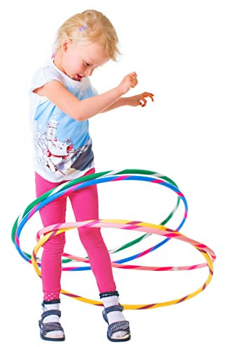 HOOPOMANIA Bunter Kinder Hula Hoop [Ø80cm - gelb-gelb] Kinder Hula Hoop Reifen ab 8 Jahre