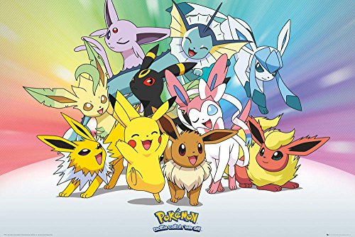 Pokémon Close Up Poster Evoli Entwicklungen (91,5 cm x 61 cm)