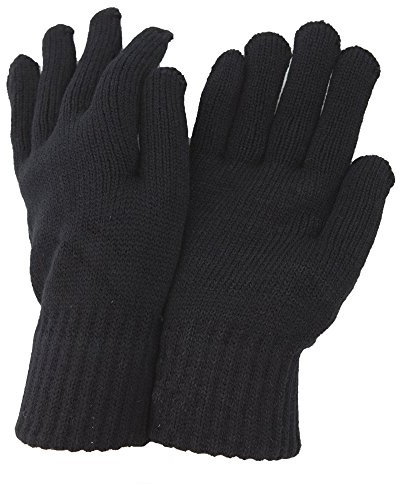 CLEARANCE - Mens Thermal Knitted Winter Gloves (One Size) (Black)