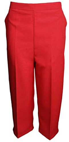MyShoeStore Ladies Womens 3/4 Three Quarter Half Elasticated Trouser Plain Capri Cropped Stretch Trousers Plain ¾ Length Pants Summer Shorts Plus Big Sizes 10 to 24