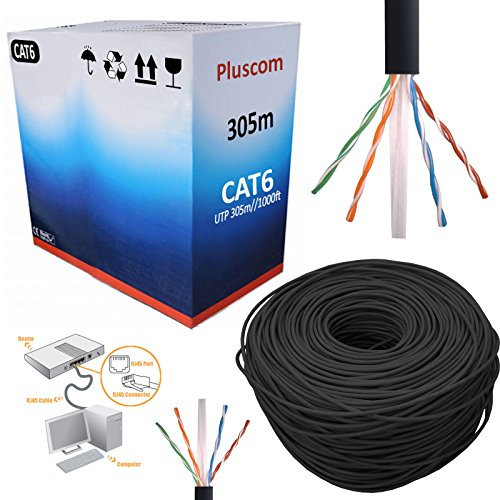 Safekom RJ45 305M Cat6 Cat 6 Network Ethernet Internet Gigabit UTP CCA ADSL Patch LAN Bulk Roll Reel Cable 305 Meter 10/100/1000 For PC Laptop To Modem Router