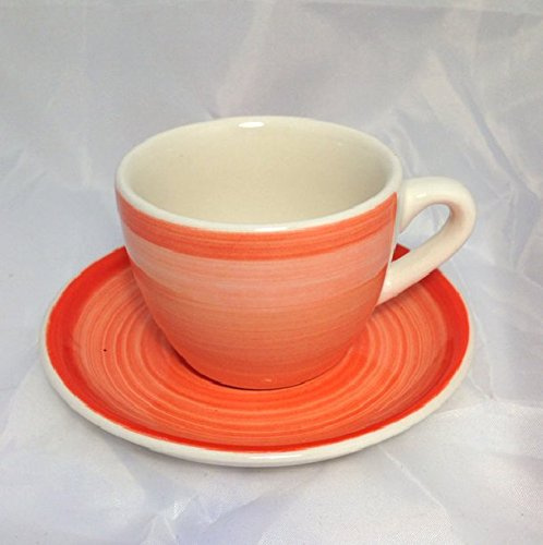 Andrea Fontebasso Espresso Tassen Set mit 6 Espressotassen aus Porzellan mit Untertasse, 600 Milliliter, Weiß, Rund mit Henkel, Isoliert, Wiederverwendbar