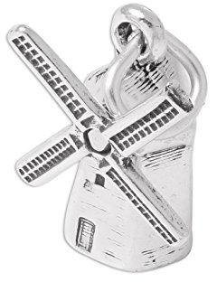 jewellerybox Sterling Silver 3D Dutch Wind Mill Charm