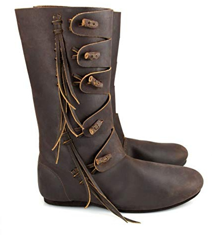 Leonardo Carbone Stivali vichinghi alti medievali Rasmus in pelle nabuk, marrone, 44 EU