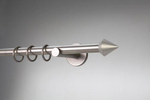 DécoProfi Gardinenstangen Matt-Silber 1-läufig Ø 16 mm L: 180 cm I Knauf Gardinen/Vorhangstange im Set I Inklusive Träger, Befestigung und Endstücke I Wandbefestigung