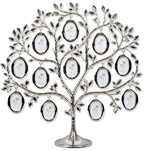Elegant Family Tree 12 x 12 Inch Metal Table Top Photo Frame Decoration