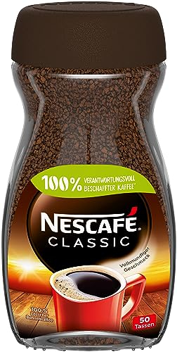 NESCAFÉ CLASSIC, löslicher Bohnenkaffee aus mitteldunkel gerösteten Kaffeebohnen, kräftiger Geschmack & intensives Aroma, koffeinhaltig, 1er Pack (1 x 100g (Verpackung kann variieren)