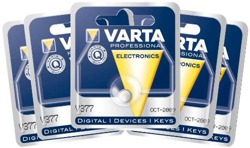VARTA Lot de 5 Blisters de 1 Pile oxyde argent Watch V377 (SR66) 1,55 Volt