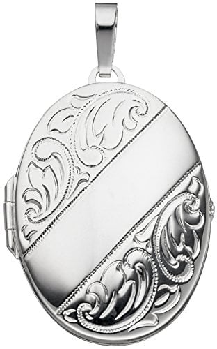 Jobo Damen Medaillon oval für 2 Fotos 925 Sterling Silber Anhänger zum Öffnen