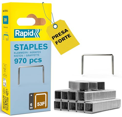 Rapid - Agrafes fil fin n°53F/ 6mm - 970pcs - Emballage FSC (5000555) | Fil galvanisé, Haute performance - Pointes affûtées - Pour les outils Novus