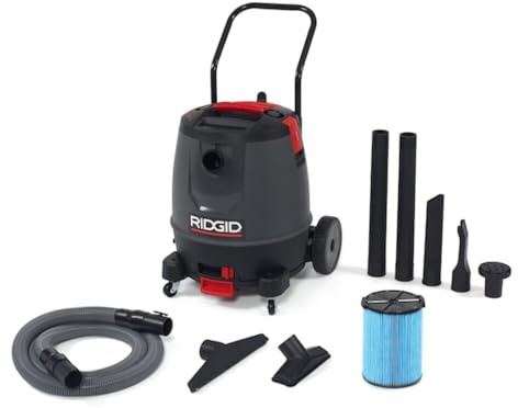 Ridgid 50338 1650rv motor-on-bottom Wet Dry Vakuum, 16-gallon Shop Vakuum mit Warenkorb, 6,5 Peak HP Motor, große Räder, Pro Schlauch, Ablauf, Gebläse Port