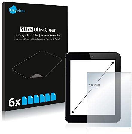 savvies 7 Protection Ecran pour Tablettes tactiles avec 7,0 pouces (17.8 cm) [152.5 mm x 91.5 mm, 15:9] (6 Pièces) Film Protection Ultra Clair