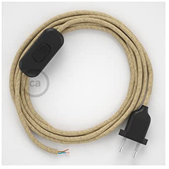 creative cables Cableado para lámpara, Cable RN06 Jute 1,8m. Elige tu el Color de la Clavija y del Interruptor! - Negro