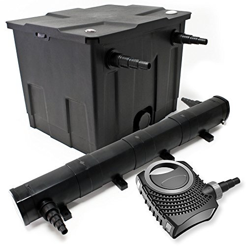 Wiltec Komplettset: CBF-350 Teichfilter bis 12000 L Teichfilteranlage als Durchlauffilter, NEO10000 SuperECO Teichpumpe 10000l/h 80W, CUV-272 Teichklärer UVC Klärer mit 72W