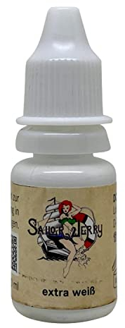 REACH-konforme Sailor Jerry Tattoofarbe Extra Weiss 10 ml. Made in GERMANY und mit Zertifikat, Tätowierfarbe, Tattoo Ink