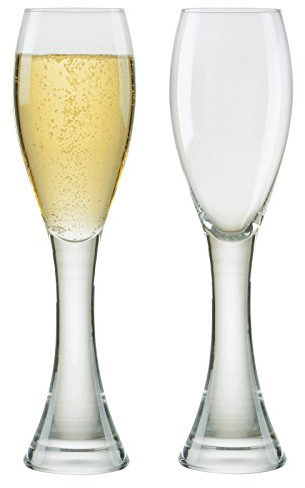 Anton Studio Designs Manhattan Handmade Champagne Flutes Perfect Party Tableware for Weddings and Celebrations - 250 ml - Clear - Set of 2 Elegant Champagne Glasses