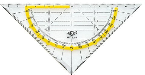 Wedo 525 Triangolo geometrico 16 cm, plastica, ipotenusa, sfaccettature, borchie, trasparente