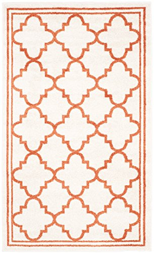 SAFAVIEH Amherst Collection Accent Rug - 3' x 5', Beige & Orange, Moroccan Trellis Design, Non-Shedding & Easy Care, Ideal for High Traffic Areas in Entryway, Living Room, Bedroom (AMT422F)