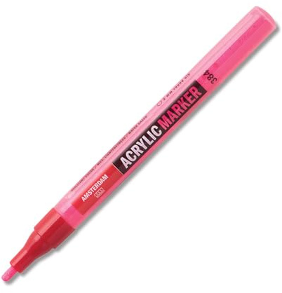 Amsterdam Acrylic Marker - 2 mm - Reflexrosa 384 - geruchsneutral, auf Wasserbasis, wasserfest - reversible, austauschbare Feder - für Leinwand, Papier, Holz, Stein, Zement