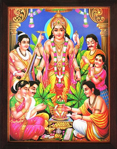 HandicraftStore Indischen Anhänger Kult Lord Vishnu und narad, Ein Poster Bild mit Einrahmung, Muss für Gott und Verehrung Zweck